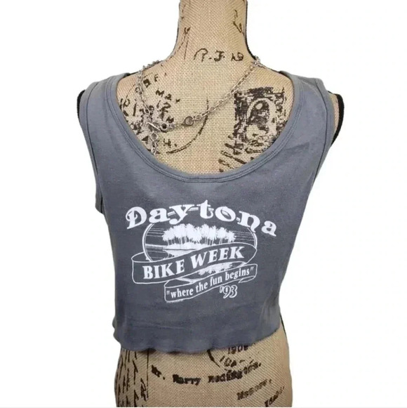 HARLEY Davidson Vintage "93" tie front cropped tank. Size Xlarge - Picture 2 of 6